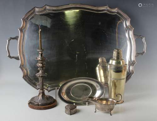 A small collection of silver and plated items, including a l...