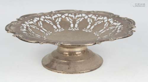 A sterling silver tazza with pierced decoration within a flo...