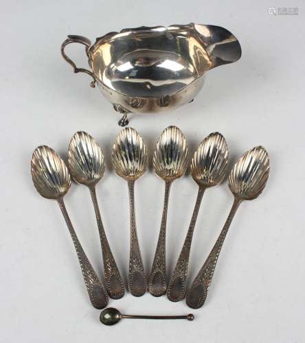 A set of six George III harlequin silver teaspoons with brig...