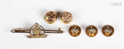 A set of three 9ct gold Masonic dress studs, each with a squ...