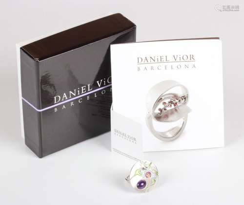 A Daniel Vior 'Solve' collection silver, amethyst and enamel...