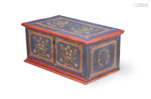 A POLYCHROME PAINTED PINE CHEST, PROBABLY SCANDINAVIAN, 19TH...