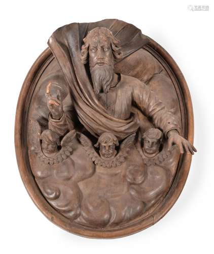 A SOUTH GERMAN CARVED WALNUT RELIEF PANEL, 18TH CENTURY