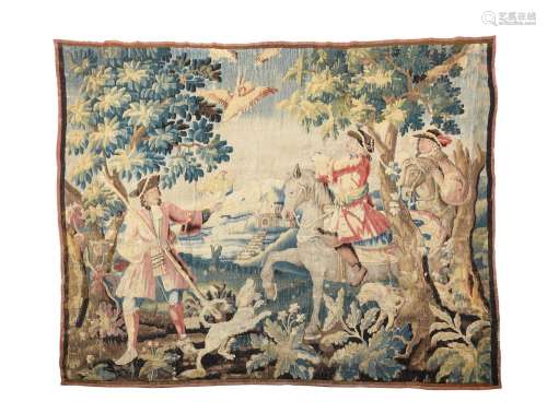 A FLEMISH PASTORAL HUNTING TAPESTRY, LATE 17TH CENTURY