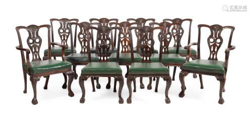 A SET OF ELEVEN VICTORIAN MAHOGANY DINING CHAIRS, BY JAMES S...