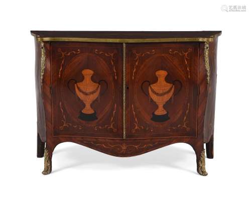Y A GEORGE III MAHOGANY, TULIPWOOD AND MARQUETRY SERPENTINE ...
