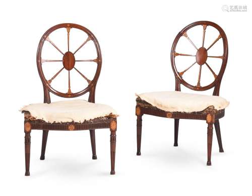 A PAIR OF GEORGE III MAHOGANY AND MARQUETRY SIDE CHAIRS, IN ...