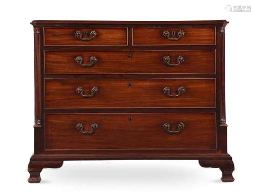 A GEORGE III MAHOGANY CHEST OF DRAWERS, IN THE MANNER OF THO...