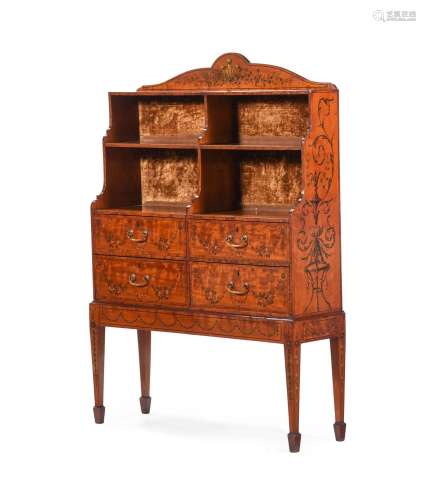 Y A GEORGE III SATINWOOD AND POLYCHROME PAINTED BOOKCASE, LA...
