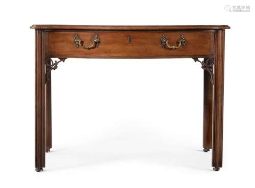A GEORGE III MAHOGANY SIDE TABLE, IN THE MANNER OF THOMAS CH...