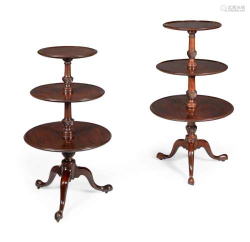 A COMPANION PAIR OF GEORGE III MAHOGANY DUMB WAITERS, THIRD ...