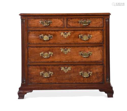 A GEORGE III MAHOGANY AND LINE INLAID CHEST OF DRAWERS, CIRC...