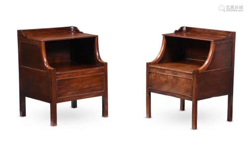 A MATCHED PAIR OF GEORGE III MAHOGANY BEDSIDE TABLES, LATE 1...