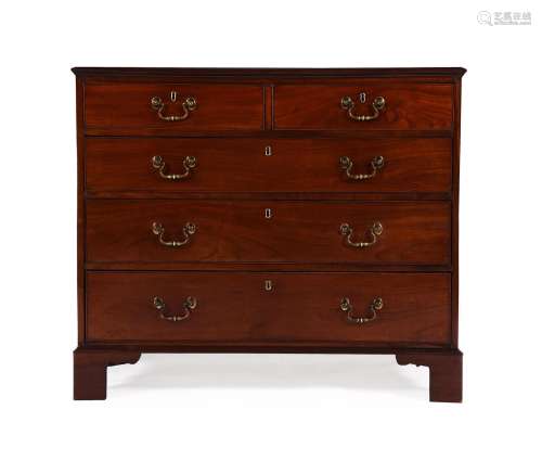 A GEORGE III PADOUK AND MAHOGANY CHEST OF DRAWERS, CIRCA 178...