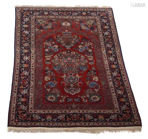 A PAIR OF TABRIZ PRAYER RUGS, each approximately 202 x 136cm