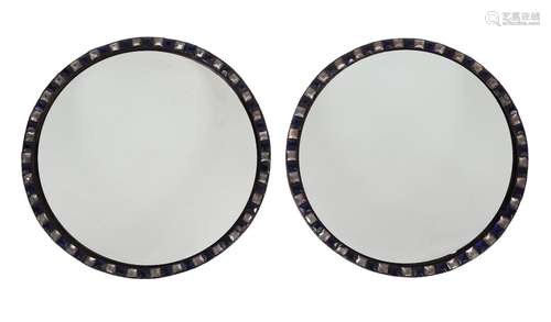 A PAIR OF IRISH CUT GLASS CONVEX WALL MIRRORS, IN GEORGE III...