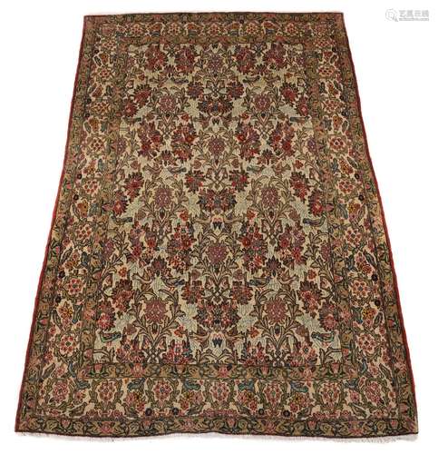 A QUM RUG, Part silk, approximately 224 x 135cm