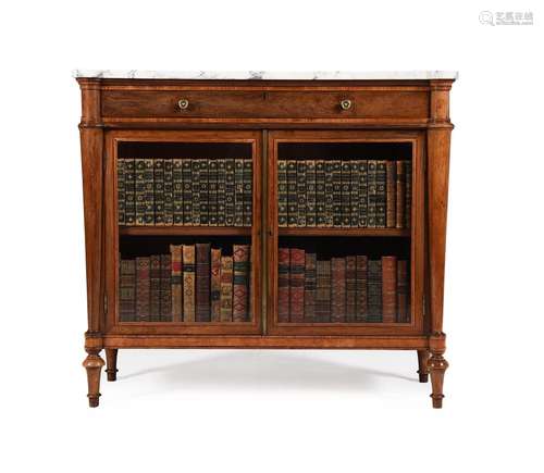 Y A GEORGE III ROSEWOOD, SATINWOOD CROSSBANDED AND MARBLE TO...