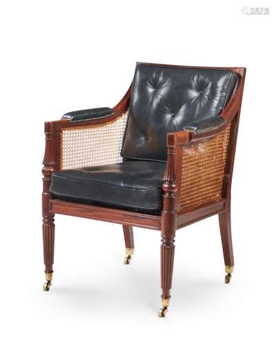 A REGENCY MAHOGANY LIBRARY ARMCHAIR, ATTRIBUTED TO GILLOWS, ...