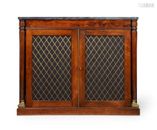 Y A REGENCY ROSEWOOD AND GILT METAL MOUNTED SIDE CABINET, CI...
