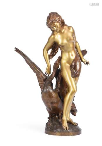 AFTER MATHURIN MOREAU, A GILT AND PATINATED BRONZE FIGURE OF...