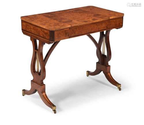 Y A REGENCY BURR YEW AND ROSEWOOD BANDED GAMES TABLEATTRIBUT...