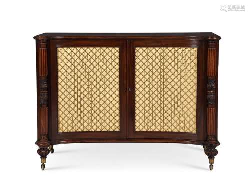 A GEORGE IV MAHOGANY INVERTED BOWFRONT SIDE CABINET, ATTRIBU...