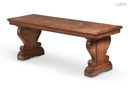 A GEORGE IV OAK HALL SEAT, IN THE MANNER OF CHARLES HEATHCOT...
