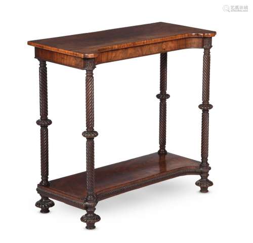 Y A GEORGE IV MAHOGANY AND ROSEWOOD CROSSBANDED SIDE TABLE, ...