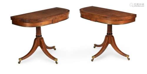 Y A PAIR OF REGENCY KINGWOOD, SATINWOOD CROSSBANDED AND BRAS...