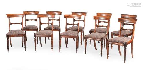 Y A SET OF TEN GEORGE IV ROSEWOOD DINING CHAIRS, IN THE MANN...