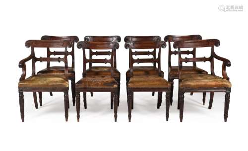 A SET OF EIGHT GEORGE IV MAHOGANY DINING CHAIRS, IN THE MANN...