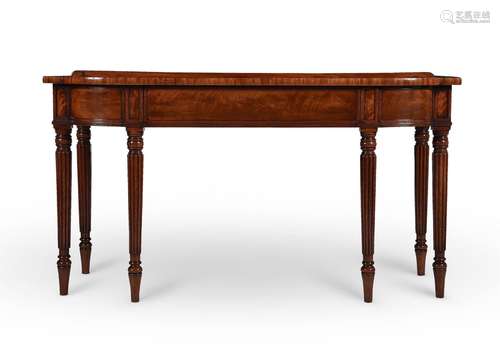 A REGENCY MAHOGANY BREAKFRONT SERVING TABLE OR SIDE TABLE, A...