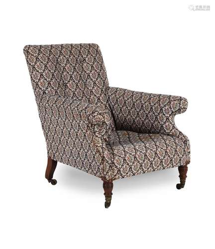 AN UPHOLSTERED ARMCHAIRBY HOWARD & SONS, LATE 19TH/EARLY...