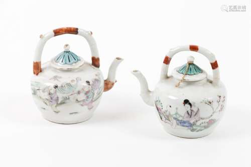Two Famille Rose teapots and covers