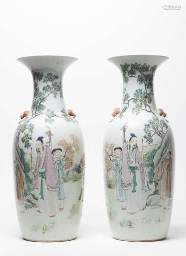 A pair of 'Qianjiang'  baluster vases