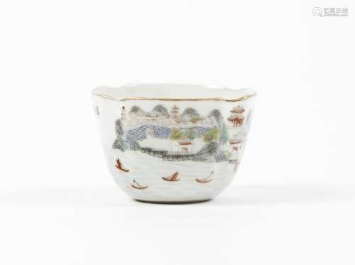 A Famille Rose 'Jiangxi view' cup