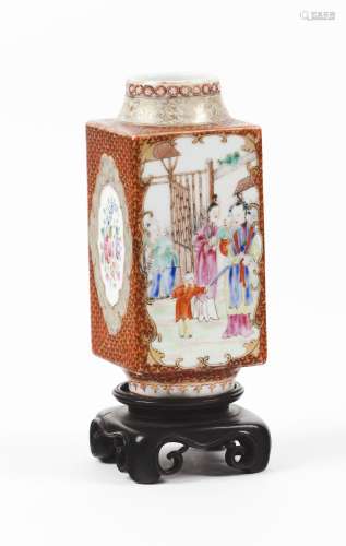 A Famille rose 'cong' vase with figural panels