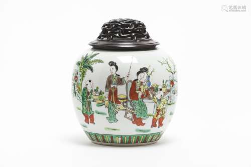A Famille Verte jar and cover
