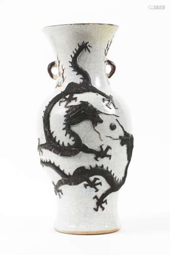 A crackle glaze 'dragon' vase