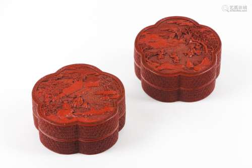 Two cinnabar lacquered boxes and covers