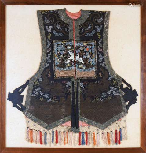 A silk embroidered court waistcoat, 'Xiapei'