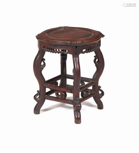 A Chinese carved hardwood stool