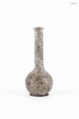 A miniature Chinese silver bottle vase