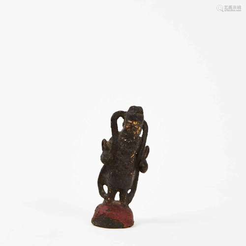 CHINE<br />
Bouddha en bronze<br />
Traces de polychromie<br...