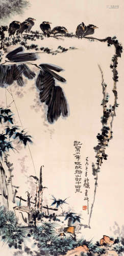 潘天寿 花鸟 纸本立轴