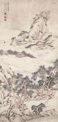 1870～1925 汪洛年 天老峰高 立轴 纸本设色