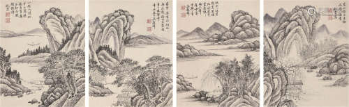 1848～1903 吴谷祥 山水册页四开 册页 纸本水墨