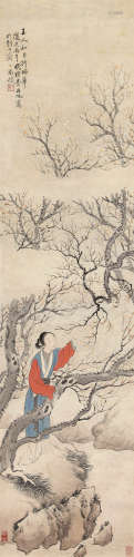 1802～1850 费丹旭 玉人和月折梅华 立轴 纸本设色