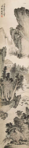 1883～1944 萧愻 青绿山水 镜框 纸本设色